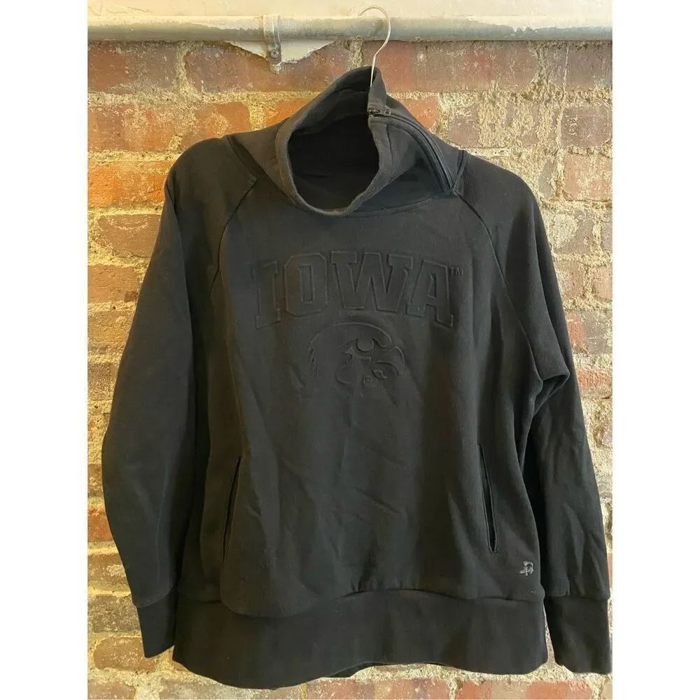IOWA HAWKEYES by Authentic Brand Black Tube Neck Pullover Sweatshirt Women’s Siz
